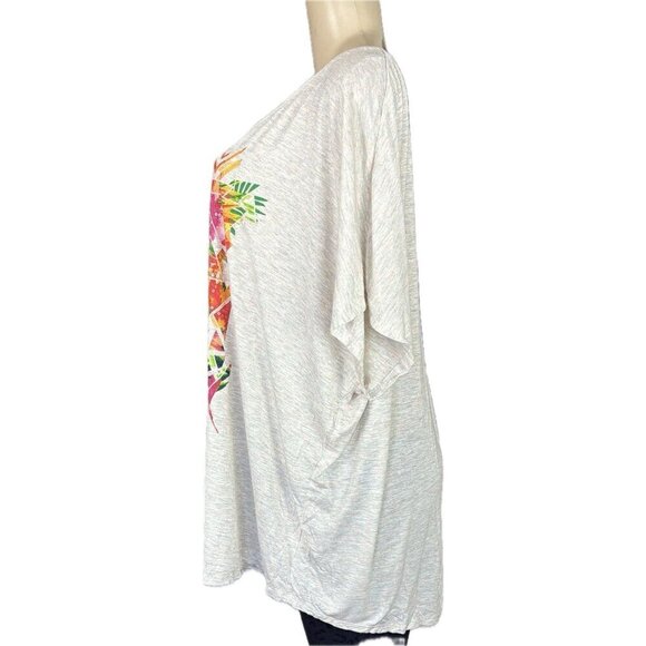 Apt 9 +3X Gray Confetti Heather Sequin Abstract Graphic Short Dolman Sleeve Tee - Picture 5 of 6